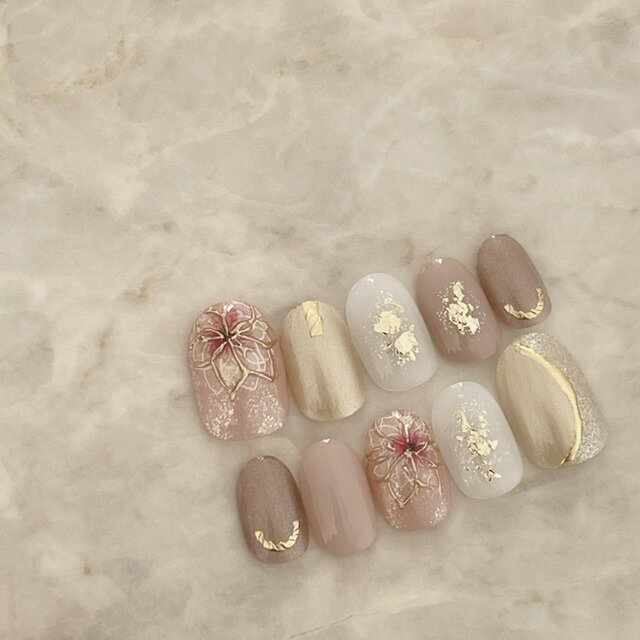 ネイルチップ ｜ブライダル 結婚式 ｜短い爪 小さい爪 大きい爪｜上品なデザインつけ爪 ウェディング 付け爪ショートから ロングまでオーダーネイル【1995】