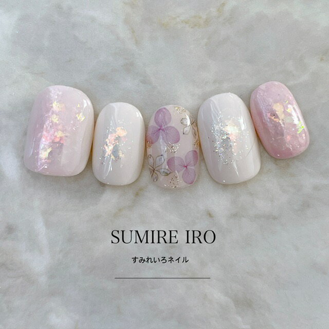 ネイルチップ つけ爪 ブライダルネイル ショート ロング デザイン シンプルネイル nail ベージュネイル 小さい爪 大きい爪 ベリーショート可愛い ちび爪 大人ネイル 付け爪 オーダーネイル 【o2123】ピンクホワイトホロパープルフラワー