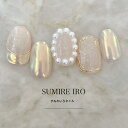 ネイルチップ つけ爪 ブライダルネイル ショート 成人式ネイル デザイン シンプルネイル nail ベージュネイル 小さい爪 大きい爪 ベリーショート ちび爪 大人ネイル 付け爪 オーダーネイル 可愛い【o2129】ホロベージュオーロラパウダーミラー囲みパールライン