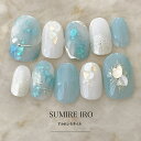 ネイルチップ つけ爪 ブライダルネイル ショート 成人式ネイル デザイン シンプルネイル nail ベージュネイル 小さい爪 大きい爪 ベリーショート ちび爪 大人ネイル 付け爪 オーダーネイル 【o2137】シアーホロブルーホロミラーライン2