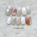 ネイルチップ つけ爪 ブライダルネイル ショート 成人式ネイル シンプルネイル nail ベージュネイル 小さい爪 大きい爪 ベリーショート ちび爪 大人ネイル 付け爪 オーダーネイル 入学卒業ネイル 【o2263】シアーグレーシェルミラーラインベージュマグネット