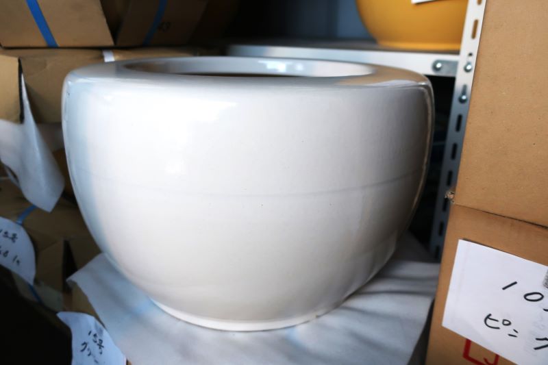 信楽焼 火鉢 15号 ホワイト(オリジナル釉薬) [2]