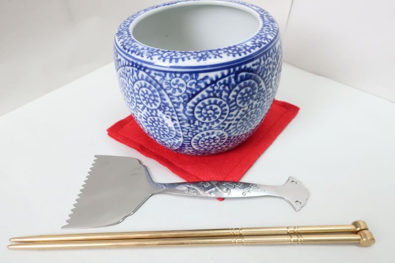 タコ柄　ミニ火鉢セット　(H10x14cm)