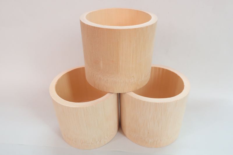 乐天商城 - 竹製　白竹　ぐい呑み　3ケセット販売　 高さ7cm直径7.8cm