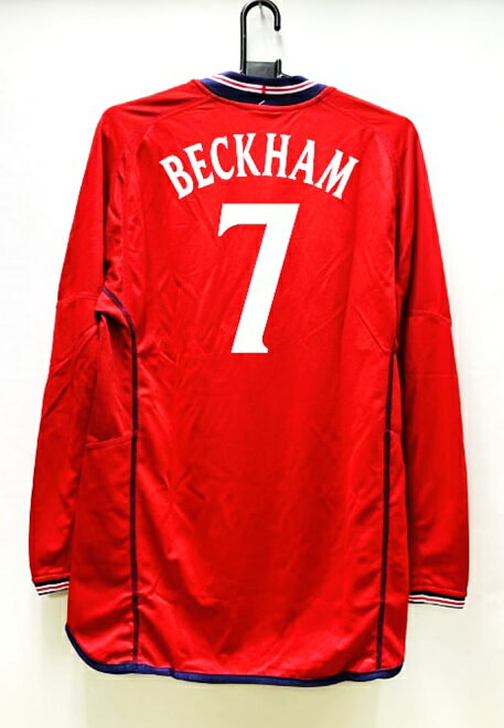 ネーム・ナンバー付き アンブロ 2002-03 イングランド アウェイ レプリカ ゲーム シャツ 長袖 リバーシブル