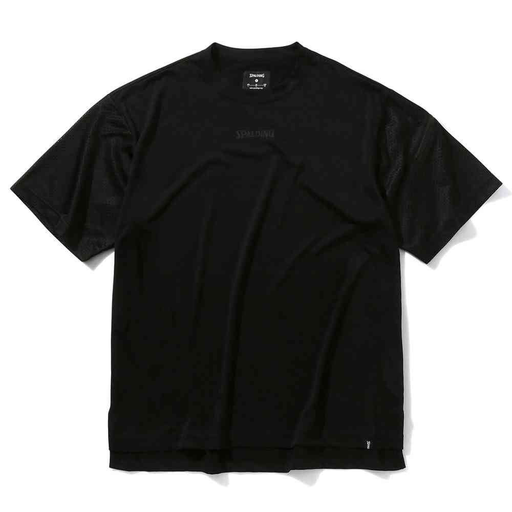 スポルディング SMT22039 Tシャツ ジップスリーブポケット スムースドライ ブラック(BK)