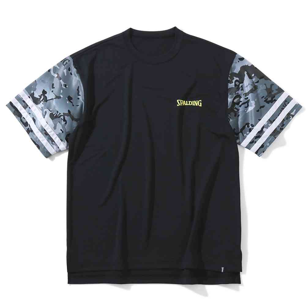 スポルディング SMT23008 Tシャツ ミルテック カモスリーブ ブラック(BK)