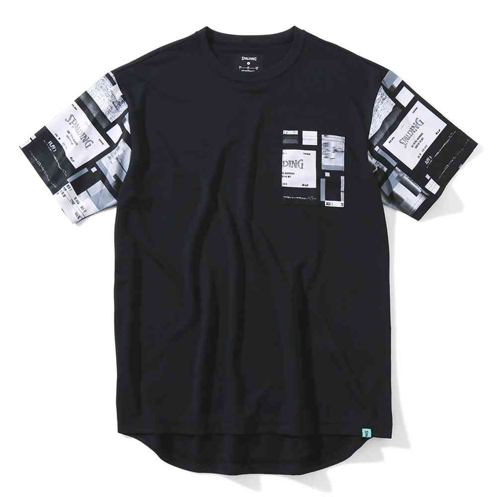 スポルディング SMT23011 Tシャツ デジタルコラージュポケット ブラック(BK)