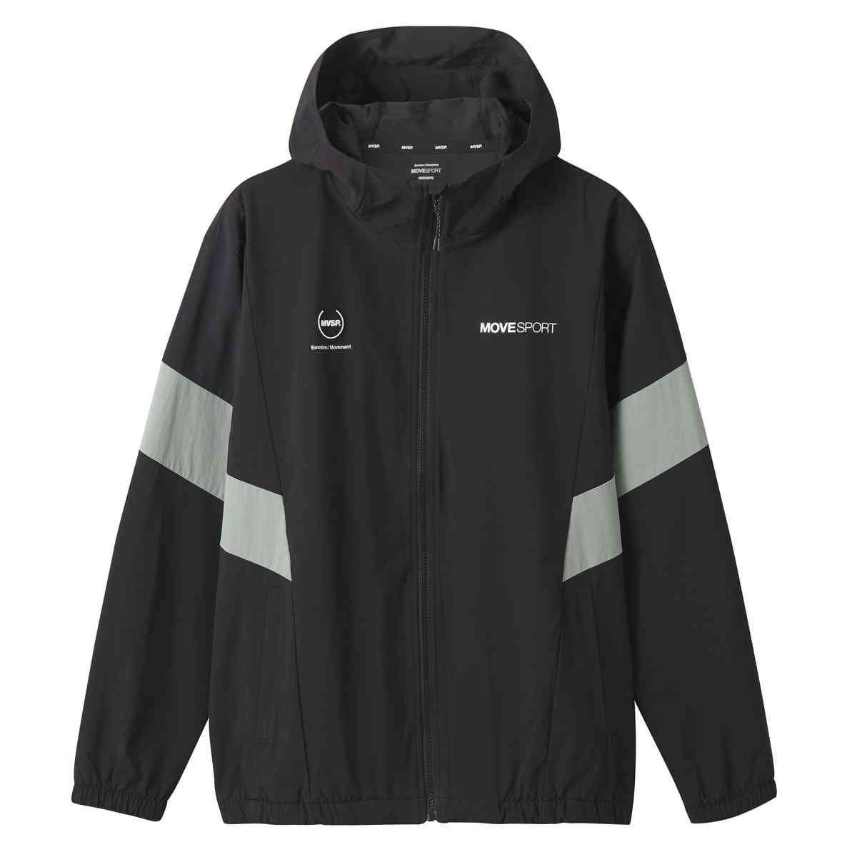 デサント DESCENTE DMMXJF13 4WAYストレッチナイロン バイカラーフルジップフーディー(接触冷感) ブラックXカーキ