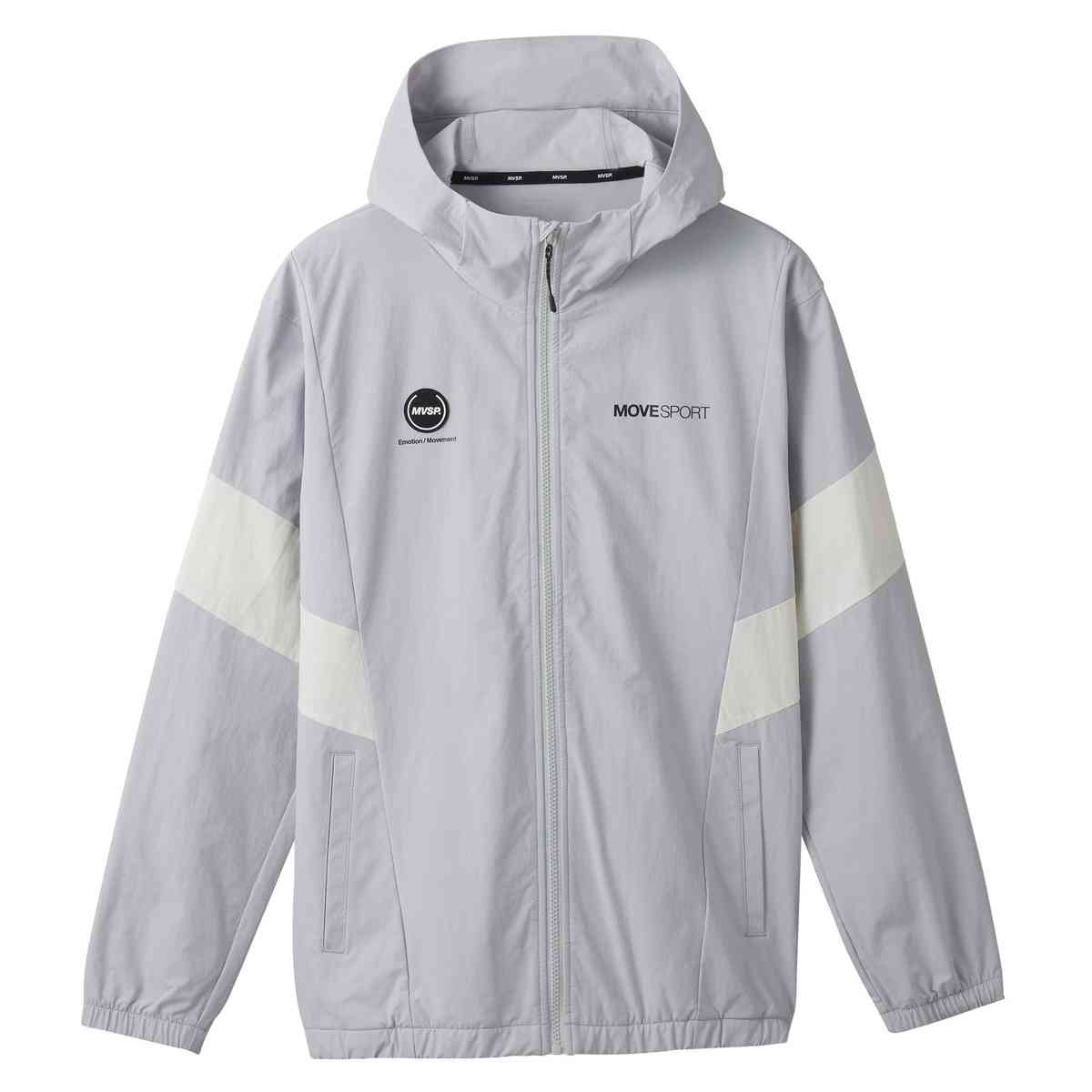 デサント DESCENTE DMMXJF13 4WAYストレッチナイロン バイカラーフルジップフーディー(接触冷感) グレーXホワイト