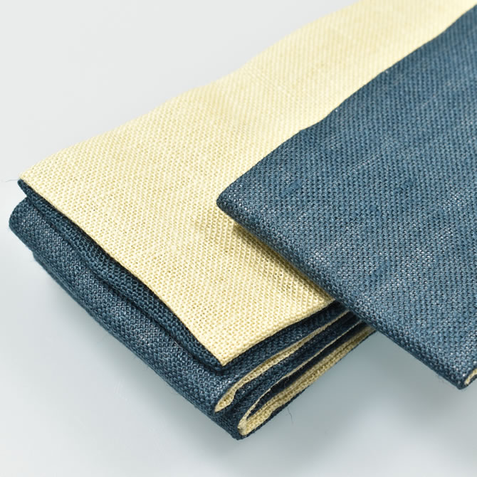 ＜送料無料＞お祭り用品　麻印 本麻 平ぐけ帯　麻-3（紺）　[ 祭り 衣装 祭り用品 お祭り お祭り衣装 祭り衣装 帯 おび 男 女性 着物 角帯 細角帯 大人用帯 ひらぐけ あさ 麻 リバーシブル ]