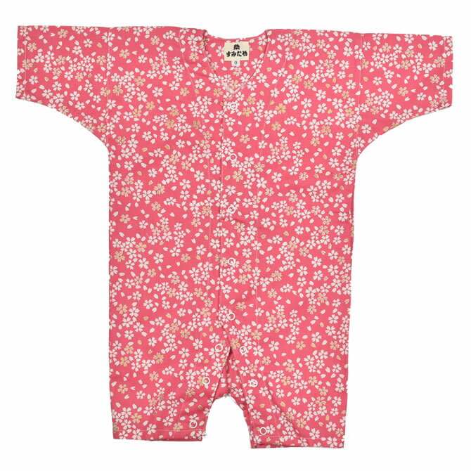 ＜メール便対象＞　お祭り用品　お祭りロンパース　小桜　ピンク　0号サイズ　[ 祭り 衣装 子供 赤ちゃん お祭り ロンパース ベビー服 女の子 男の子 ベビー 祭り用品 お祭り衣装 祭り衣装 カバーオール 鯉口シャツ ダボシャツ 祭用品 祭衣装 ]