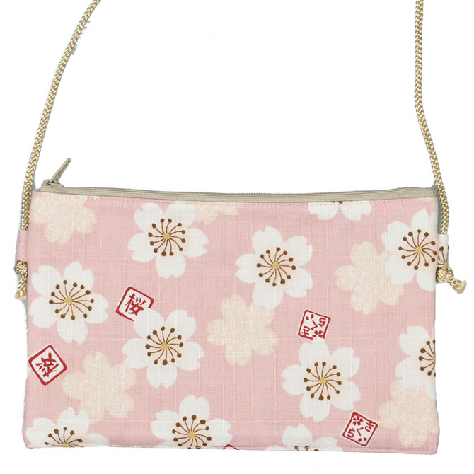 スマホ操作対応 お祭り専用ポーチ　柄 : 大さくら　桃色　[ 祭り ポシェット バッグ ケース スマートフォン iPhone X i Phone PLUS 大画面 スマホケース お祭り用品 お祭り衣装 携帯 桜 ピンク ]