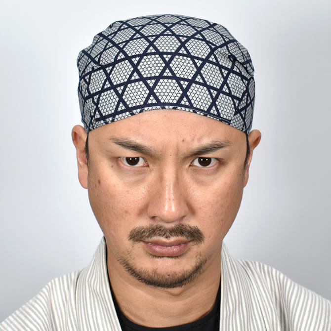 ＜メール便対象＞　お祭り用品　ワンタッチ式 喧嘩かぶり　親子かごめ（紺）　[ 祭...