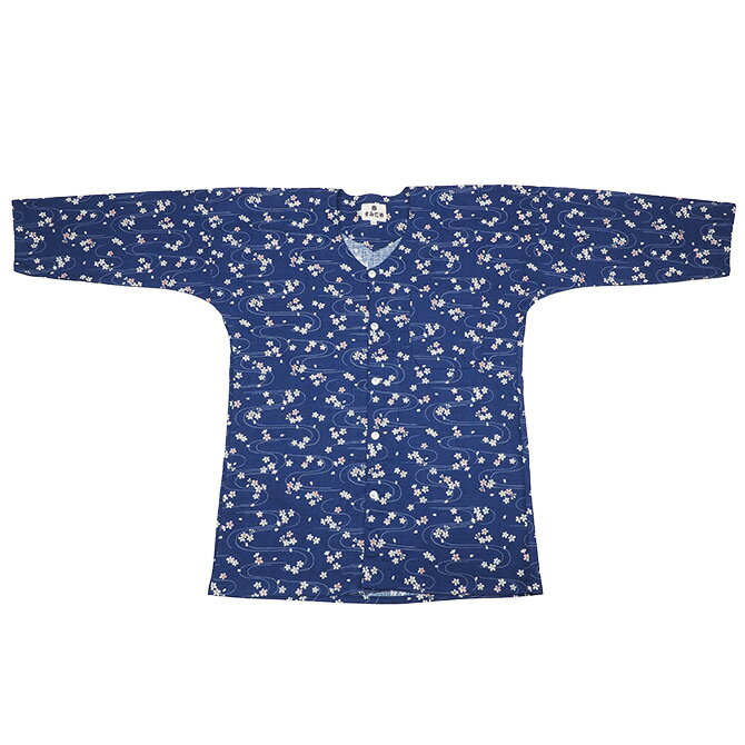 ＜あす楽対応＞祭すみたや限定商品　鯉口シャツ　波に桜　（紺色）　特大　[ 祭り 衣装 女性 お祭り用品 大人用 お祭り衣装 祭り用品 祭り衣装 鯉口シャツ 大人 こいくち シャツ 肉襦袢 祭用品 即日配送 即日出荷 即日配達 祭用品 男性 ]