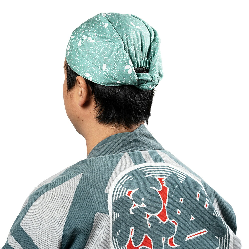 ＜メール便対象＞　お祭り用品　ワンタッチ式 喧嘩かぶり　東京江戸一　浅葱さくら...