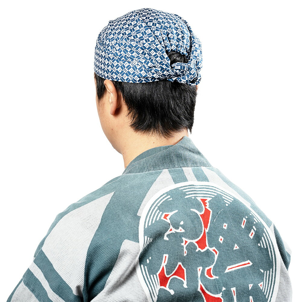 ＜メール便対象＞　お祭り用品　ワンタッチ式 喧嘩かぶり　東京江戸一　江戸市松　...
