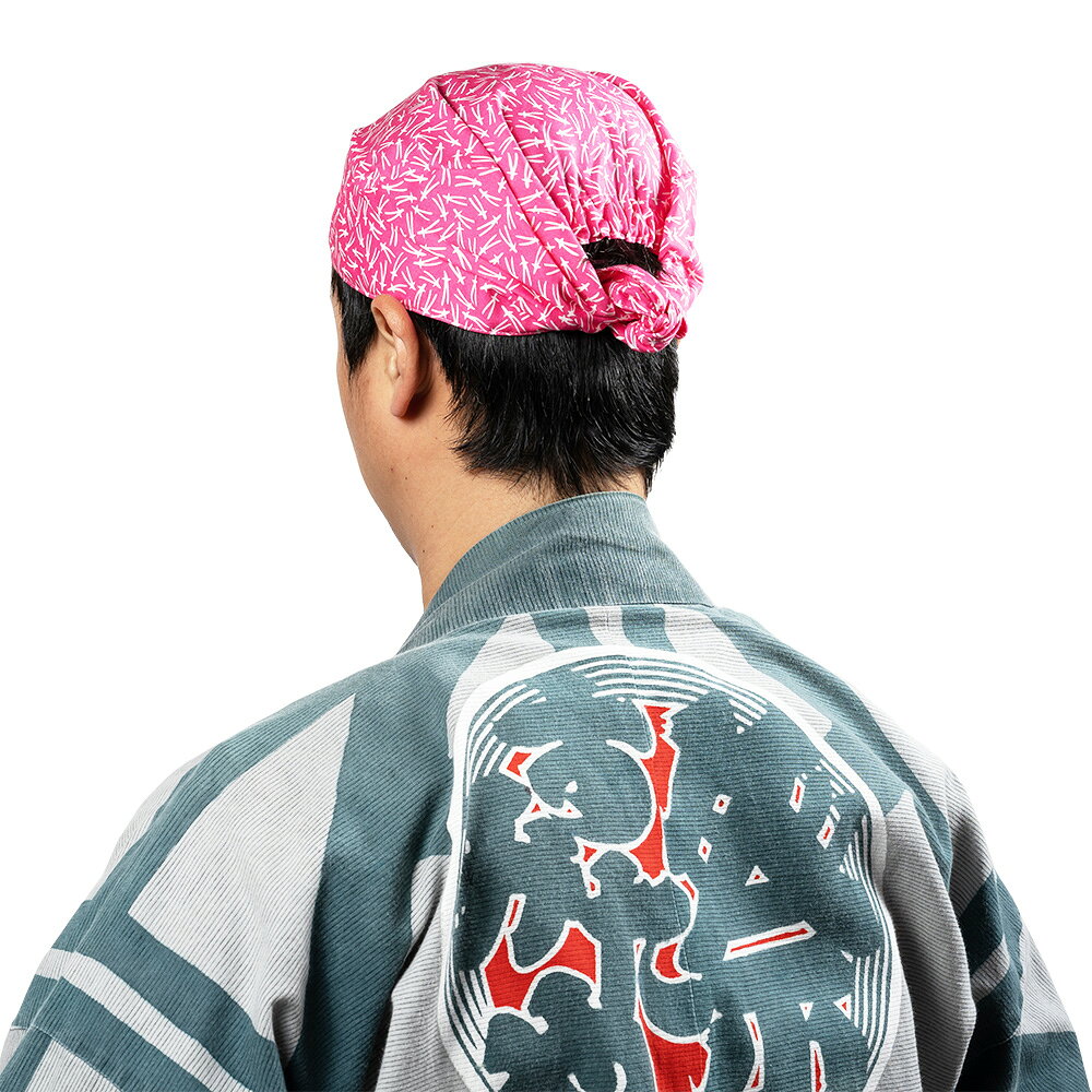 ＜メール便対象＞　お祭り用品　ワンタッチ式 喧嘩かぶり　東京江戸一　ピンク松葉...