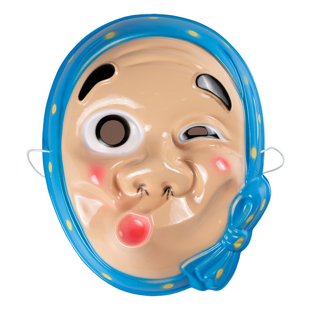 お面　ひょっとこ　水色　塩化ビニル製　[ お面 おめん プラスチック製 お祭り 縁日 祭り用品 お祭り用品 屋台 花火大会 祭り 衣装 お祭り衣装 ]
