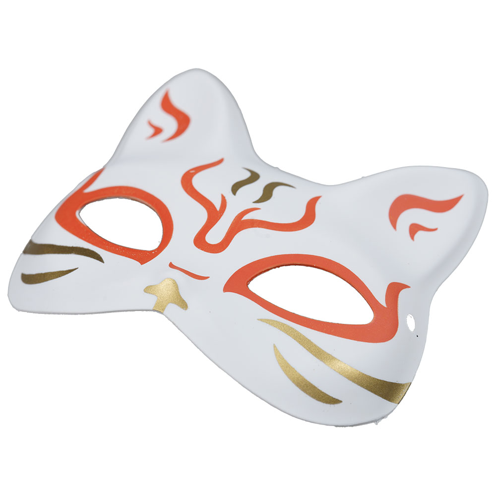 祭すみたやの＜メール便対象＞ミニお面　推祭　猫面　小サイズ　 オレンジ　 [ 豆お面 小サイズ おめん 手のひらサイズ 猫 ねこ 海外お土産 おみやげ 小さい お面 ]｜アングル3