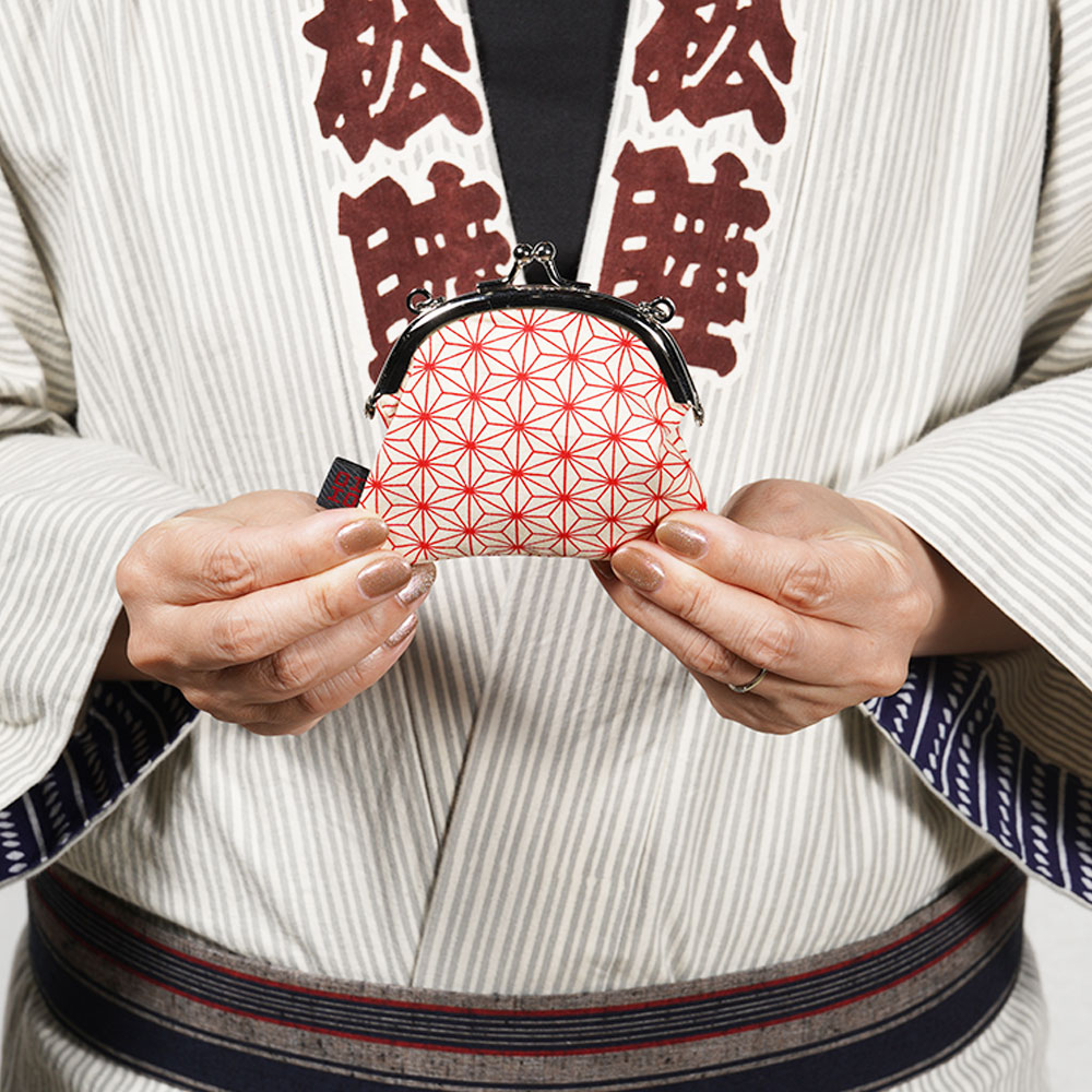 ＜メール便対象＞　お祭り用品　和柄 がま口財布【防水】麻の葉　麻の葉　[ 祭り 衣装 お祭り衣装 お祭り装束 財布 さいふ サイフ 小銭入れ 長財布 メンズ レディース wallet 小銭入れ お札入れ ]
