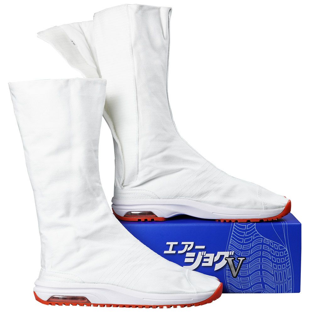 地下足袋　丸五 エアージョグ V （白・マジックテープ）　色：白　こはぜ枚数：12枚　サイズ：22.5cm〜30.0cm　　[ 祭り足袋 エアークッション 祭り 衣装 忍者 エアジョグ ホワイト シロ ]