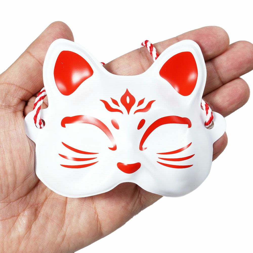髪飾り用ミニお面（プラスチック製） 猫面 [ 豆お面 小サイズ おめん 手のひらサイズ 夏祭り 花火大会 盆踊り 海外お土産 おみやげ 小さい お面 猫面 CAT ]