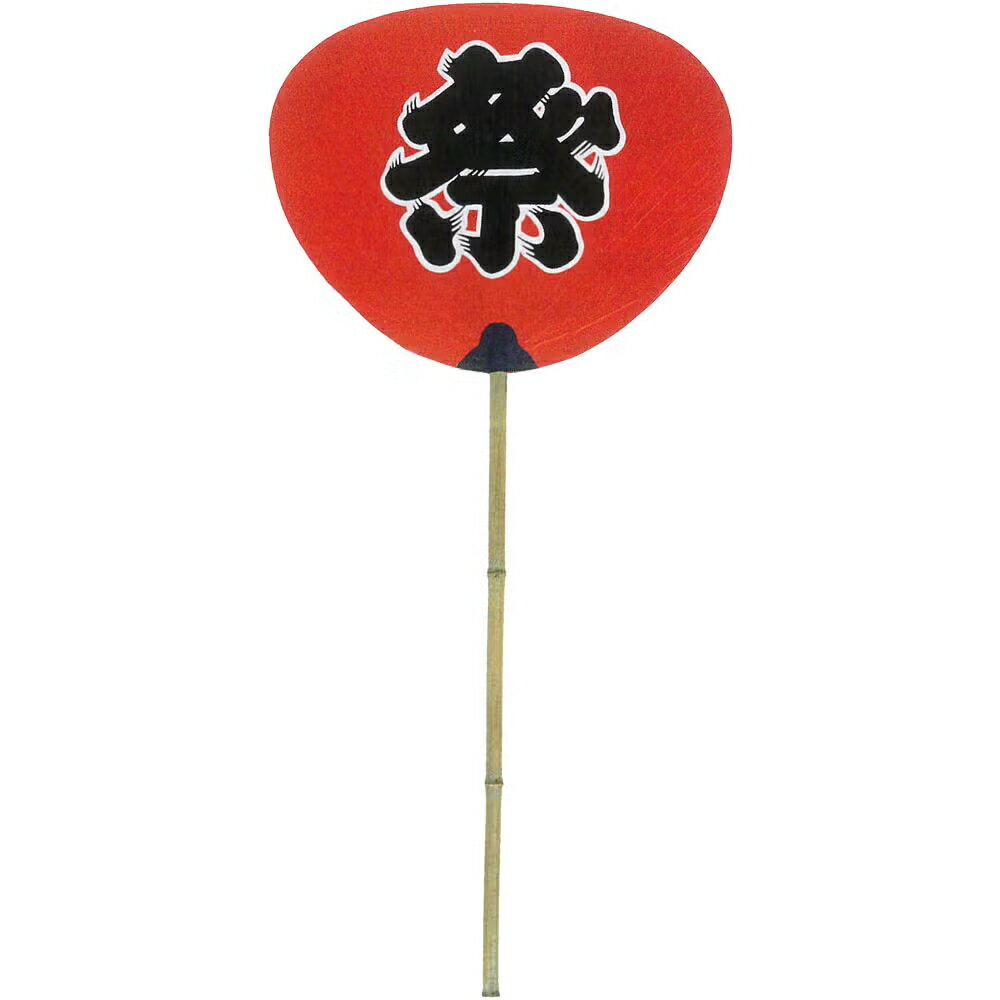 乐天商城 - 特大うちわ No.8135　尺6丸柄万月柄長 祭 赤字　[ 祭り用品 お祭り用品 団扇 祭り うちわ ウチワ Lサイズ 大きい Lサイズ matsuri Paper fan Japanese fan uchiwa ]