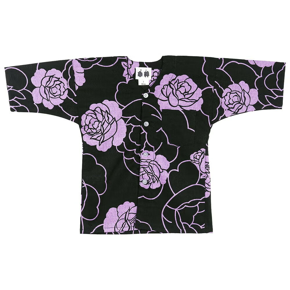 ＜メール便対象＞ 東京小粋 鯉口シャツ（肉襦袢） 薔薇　ふじ色 サイズ ： 子供用 ...