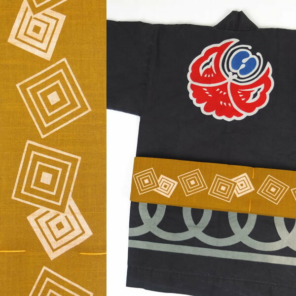 染め角帯（幅：約8cm） 柄：角印 角-50 [ お祭り用品 祭り用品 お祭り 衣装 お祭り衣装 祭り衣装 帯 男 女性 浴衣 祭り 角帯 和柄 和服 綿 着物 太い 太帯 ]