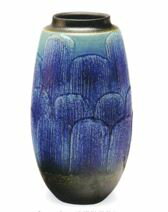 ブルーガラス波模様長花入 9号