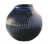 樂天商城 - 　ブルーガラス彫花瓶　6.5号