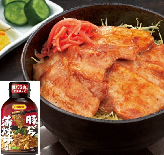 【送料無料】豚バラ蒲焼丼のたれ　4本組　　日本食研 210ml【代引不可】