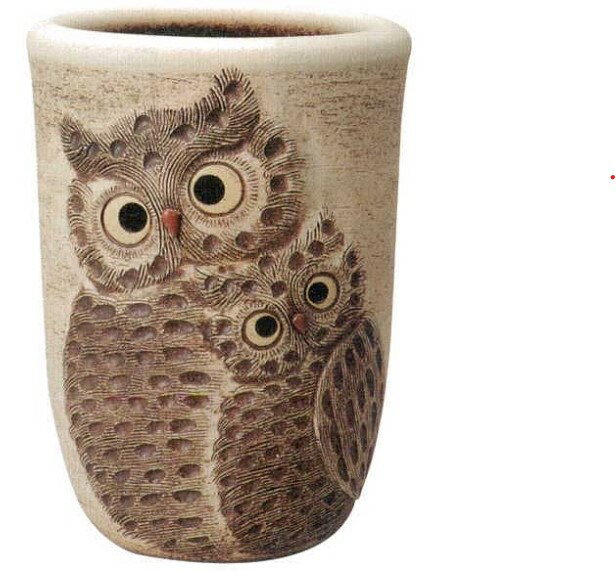 ペアふくろう透し彫傘立