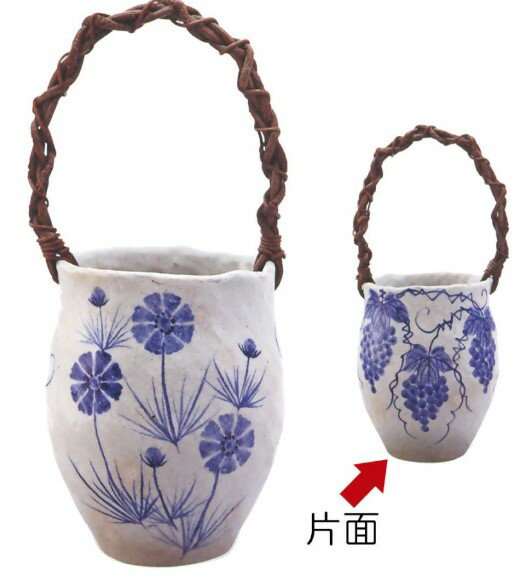 樂天商城 - 　コスモス・ぶどう絵つる付花入