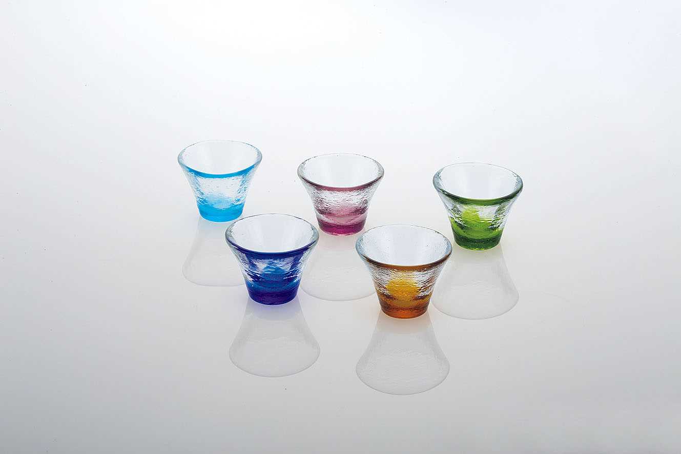 硝子ミニ珍味入　反り丸　瑠璃（ルリ）