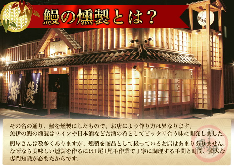 うなぎ の 燻製 “ うなぎハム ” 【桜のチップで燻製した他店にはない味/半身分(6切れ)ばら売り】〔炭焼きうなぎの魚伊/国内産ウナギ使用〕_