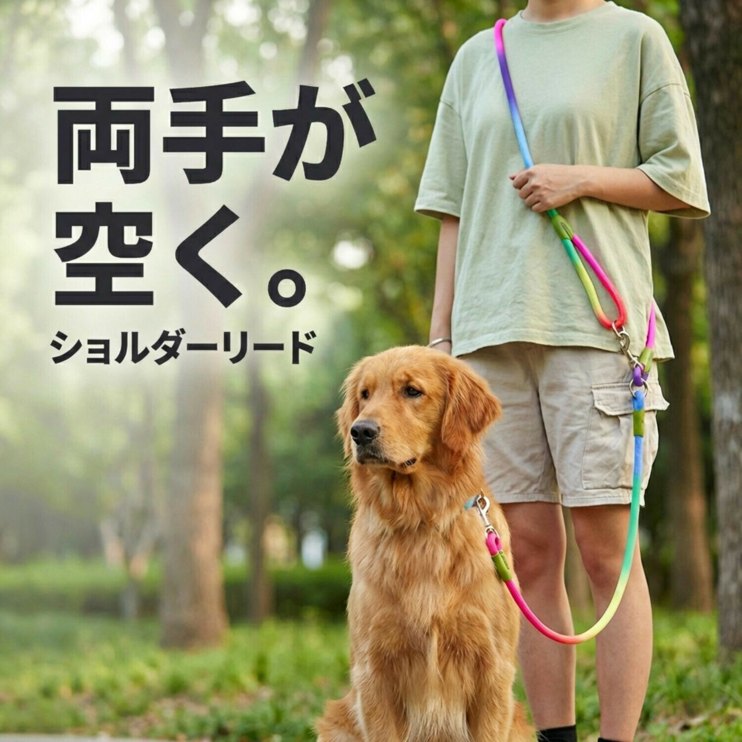 犬 リード 肩掛け 3WAY 反射素材 中型犬 大型犬 小型犬 散歩 ジョギング ウエスト...