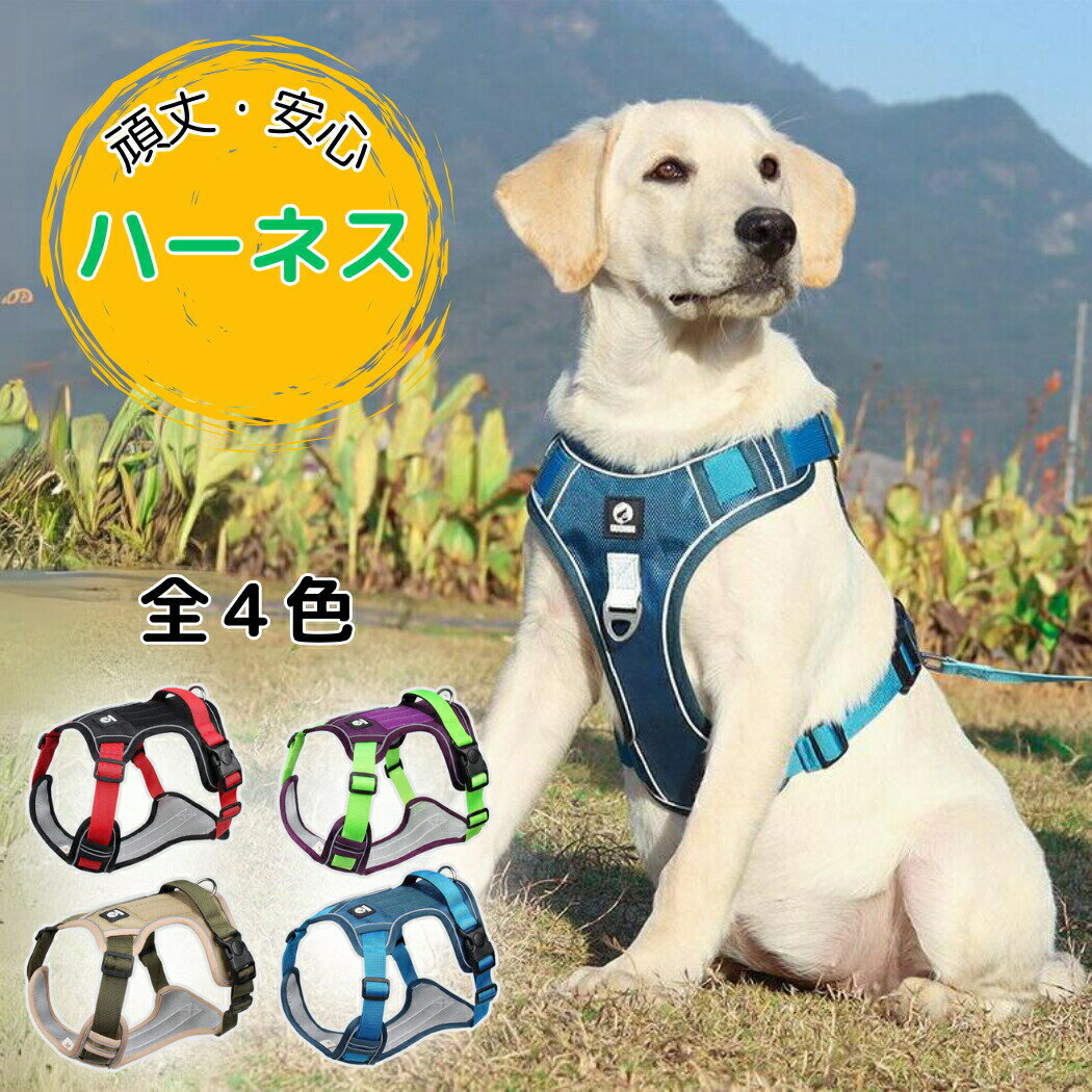 Rakuten - 犬 ハーネス 胴輪 撥水 クッション付き 夜光反射 小型犬 中型犬 大型犬 対応 散歩 簡単装着ペット用品 カテゴリトップ ペット用品 外出 お散歩