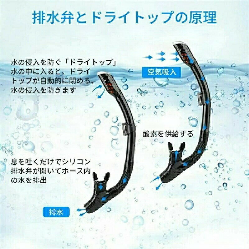サマー楽天市場店のダイビングマスク 曇り止め 水中メガネ 2点セット スノーケル マスク シュノーケル 呼吸用パイプ 潜水メガネ 浸水防止 曇り止 シュノーケリング スイミングゴーグル｜アングル2