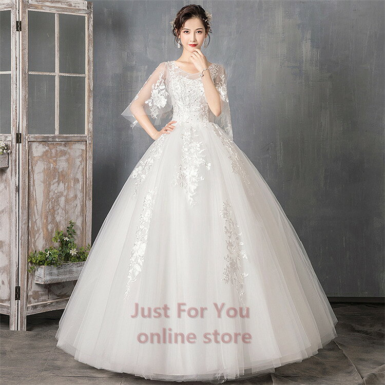 ウェディングドレス 袖あり 二次会ドレス wedding dress 格安 ウエディングドレス 大きいサイズ プリンセス…