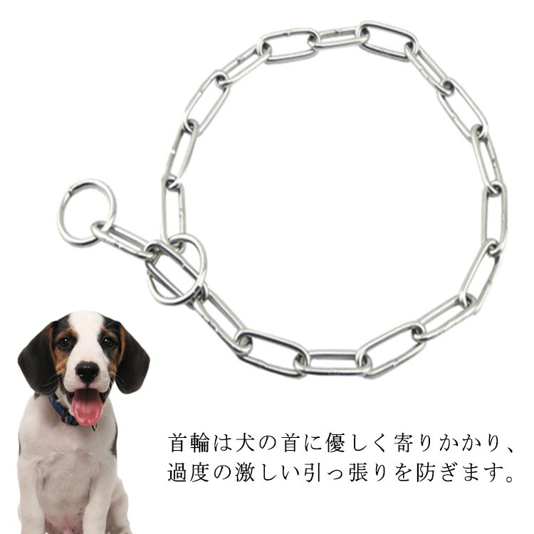 チェーン ベルジアン マリノア 犬 首輪 ステンレス 2本セット 訓練用首輪 引っ張り しつけ用 訓練 犬用品 大型犬 簡単装着 ロットワイラー ゴールデンレトリバー 中型犬