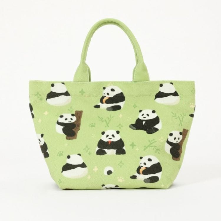 樂天商城 - トートバッグ パンダ バッグ パンダ柄 ぱんだ柄 PANDA 花柄 動物 ガーリー系 緑 可愛い グリーン レディース ハンドバッグ 大人 子供 上品 かわいい 通勤 通学 コットン 綿 ビーチバッグ