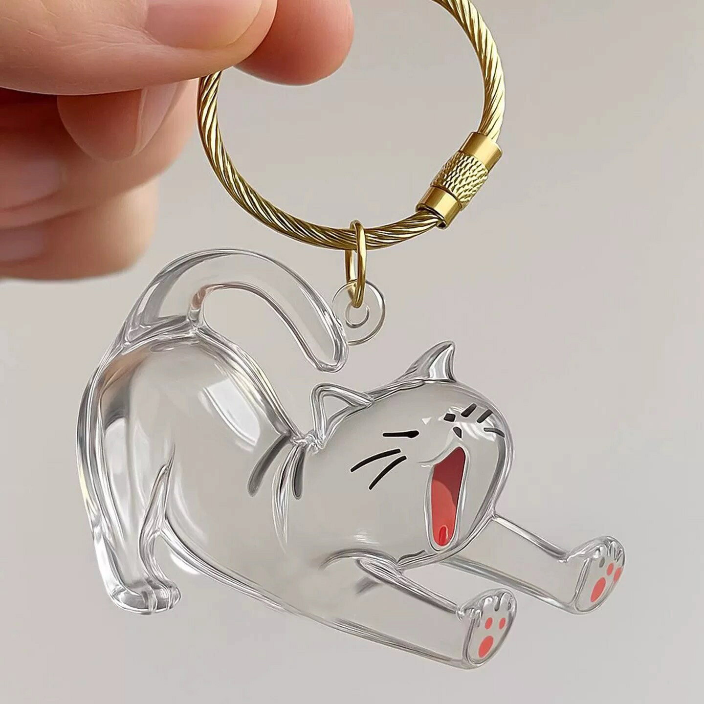 猫の毛収納ボトル キーホルダー 透明カプセル 猫毛玉入れ 猫毛 ペット 遺毛入れ 猫...