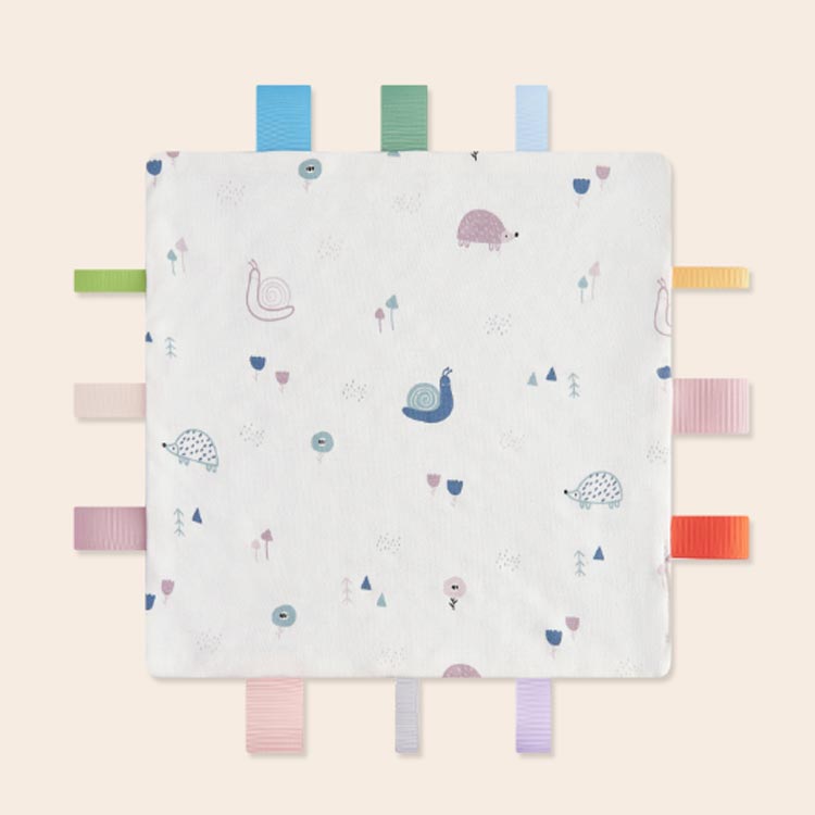 Toalla-pañuelo; Toalla con etiqueta; Etiqueta; Juguete; Toalla-pañuelo; Seguridad; Toalla para jugar; Algodón; Bebé; Toalla de juego; Niños; Bebés; Estimulación visual; Toalla con etiqueta; Toalla para limpiar la baba; Toalla; Niños; Animales — vista 2