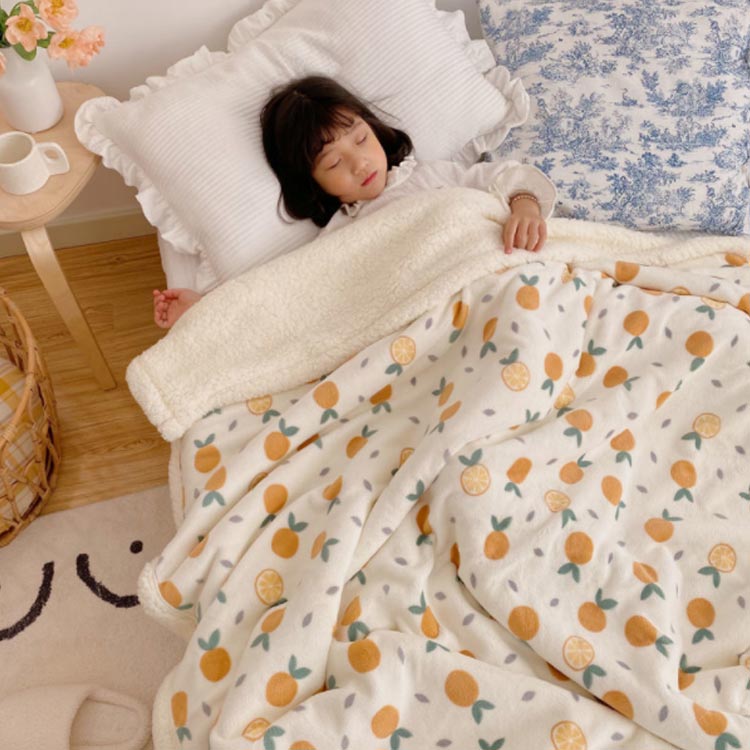 ブランケット もこもこ ひざ掛け キッズ用 柔らかい お昼寝 秋冬 春 可愛い 女の子 男の子 大人 裏ボア リバーシブル フランネル ふわふわ 100*150cm 毛布布団 大判 防寒対策 洗える [2]