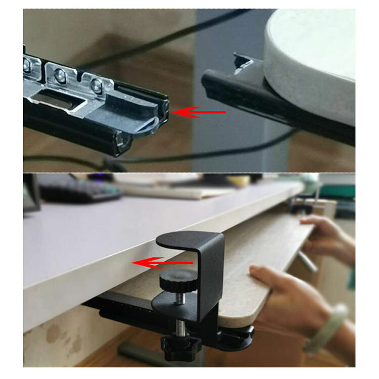キーボードスライダー 高さ調整可能 pcデスク 後付け 穴開け不要 クランプ式 木製 キーボードトレイ キーボード台 デスク延長板 マウス キーボード 完成品 木目柄 在宅ワーク ラック [2]