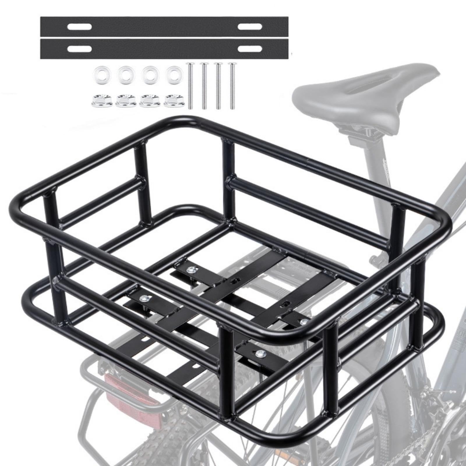 自転車リアバスケット うしろ用バスケット 自転車用バスケット 後ろ固定式 大容量 ...