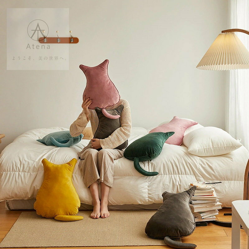 Rakuten - 超可愛い もちもち クッション 抱き枕 大きめ 動物 猫 猫型 ねこ ネコ ぬいぐるみ かわいい インテリア ふわふわ シンプル 無地 にゃんこ キャット ダッチベ グレー ピンク