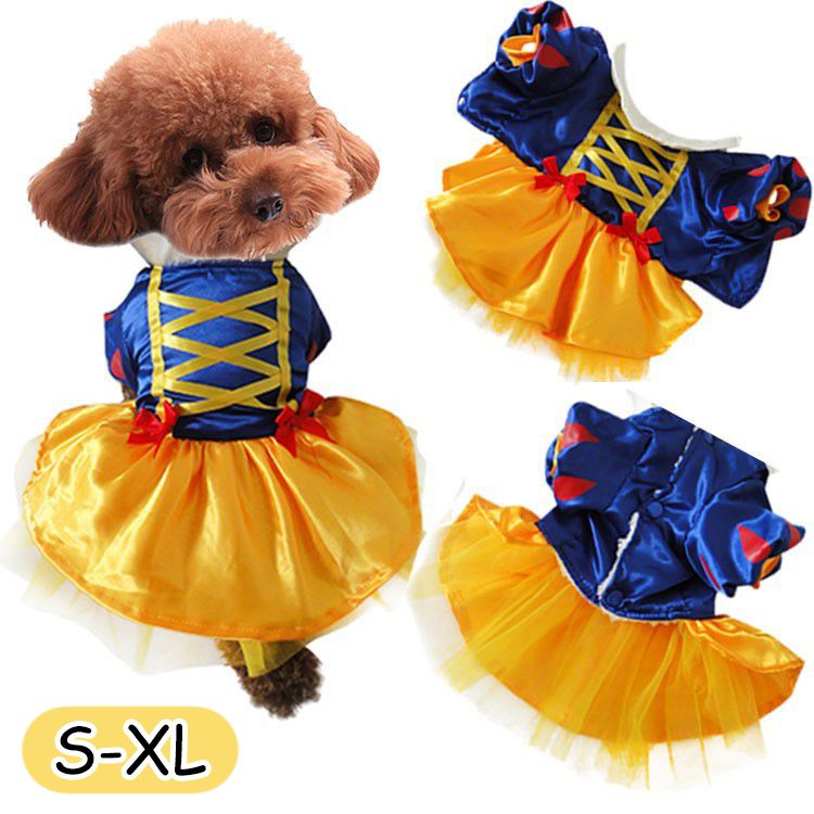 ペット ハロウィン 白雪姫 ふんわり コスプレ ドレス ドッグウェア コスプレ用 猫 犬 服 仮装 おかしな 可愛い 柔らかい 小型犬 中型犬 衣装 パーティー ダックス 個性的 散歩